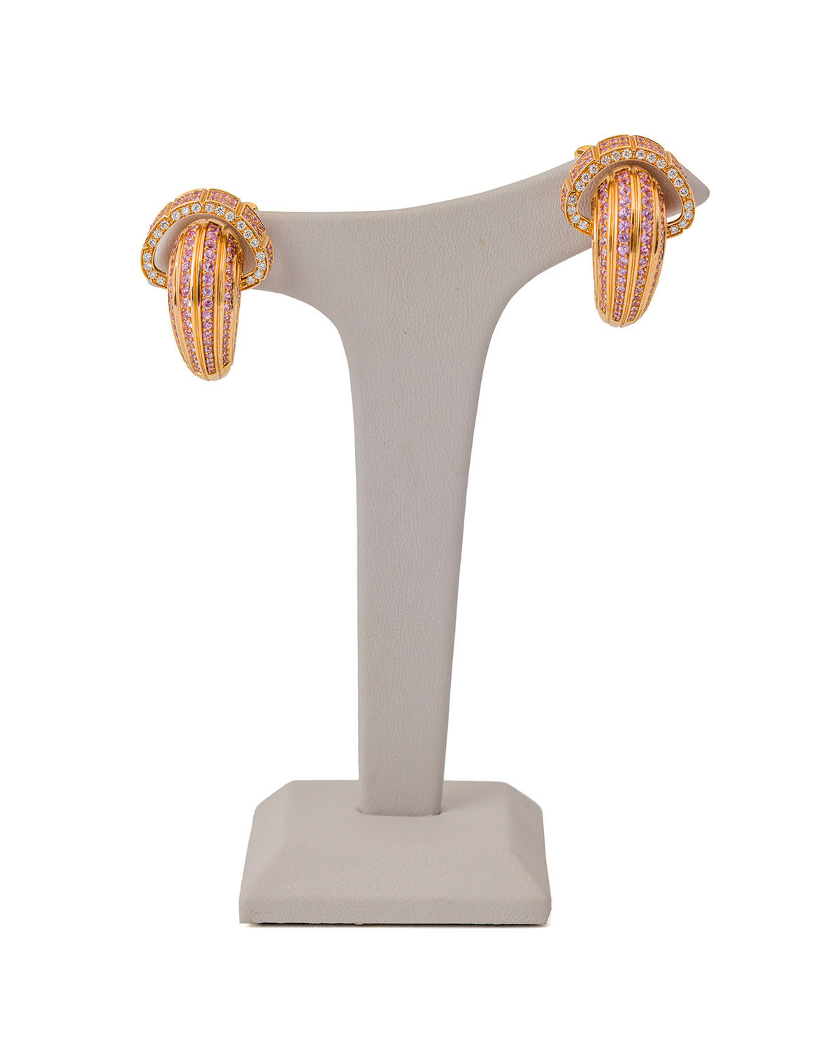Snail Shell Earrings, Pavé with Pink Sapphires