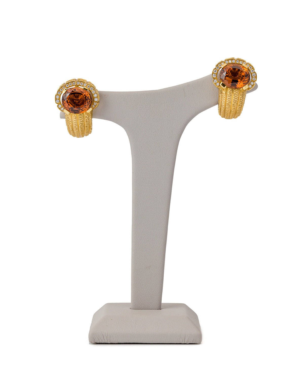 Snail Shell Earrings with Oval Central Orange Tourmalines
