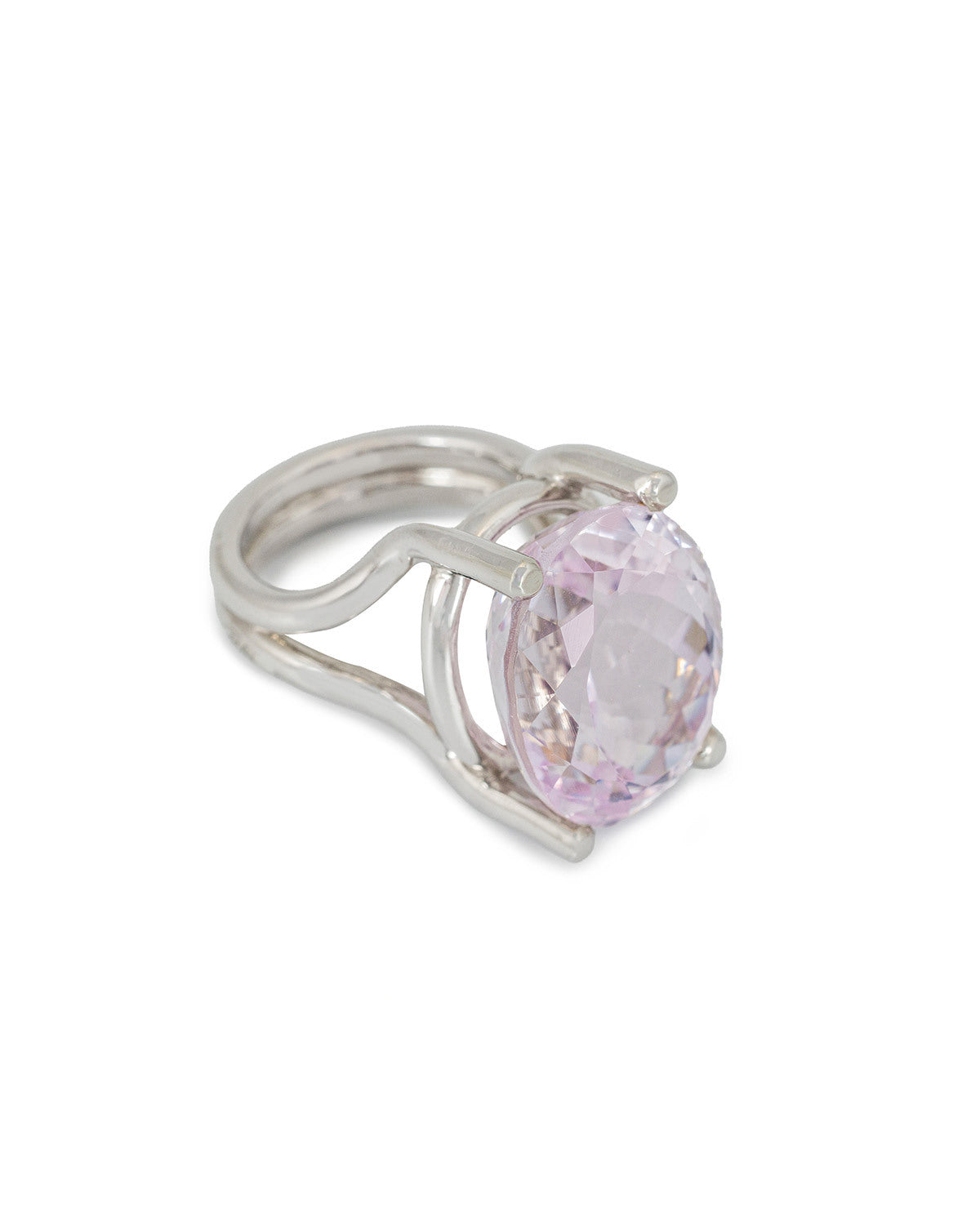 Stone on Wire Ring with an Oval 29.24 carats Light Pink Kunzite