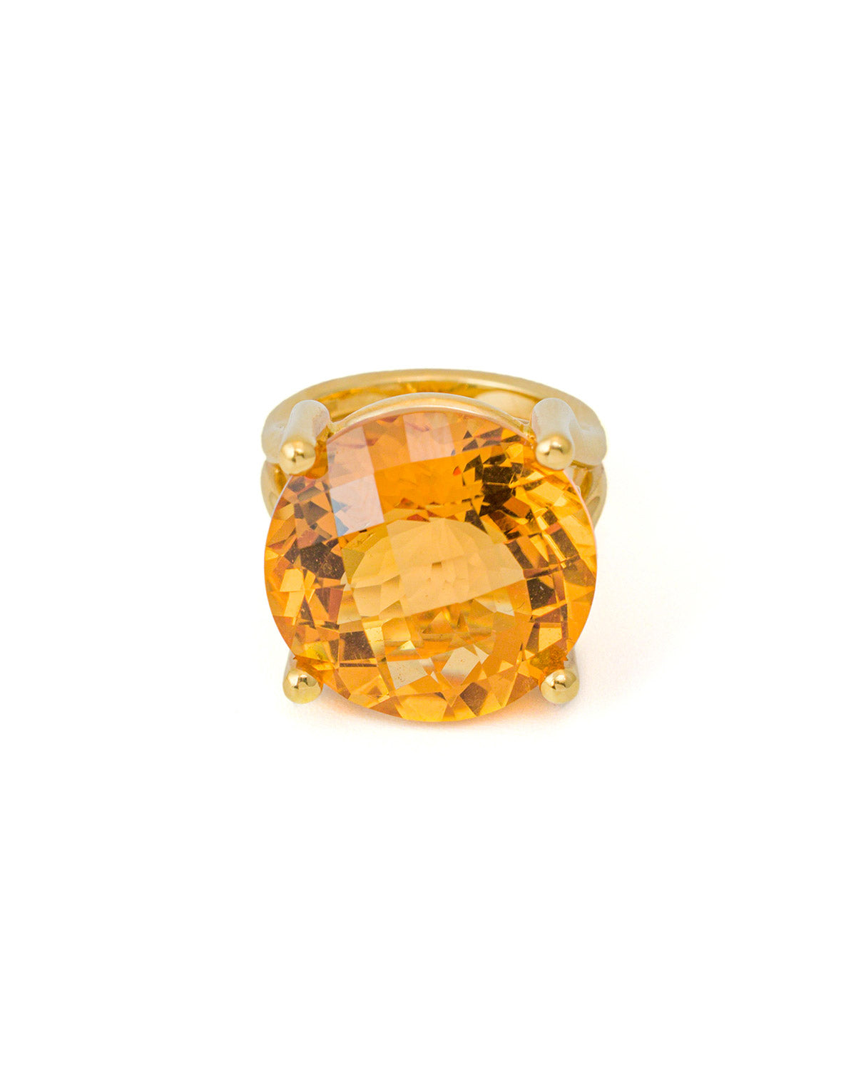Stone on Wire Ring with a Round 25.79 carats Orange Citrine