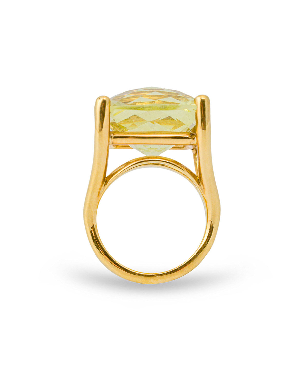 Stone on Wire Ring with a 21.68 carats Cushion-cut Lemon Quartz