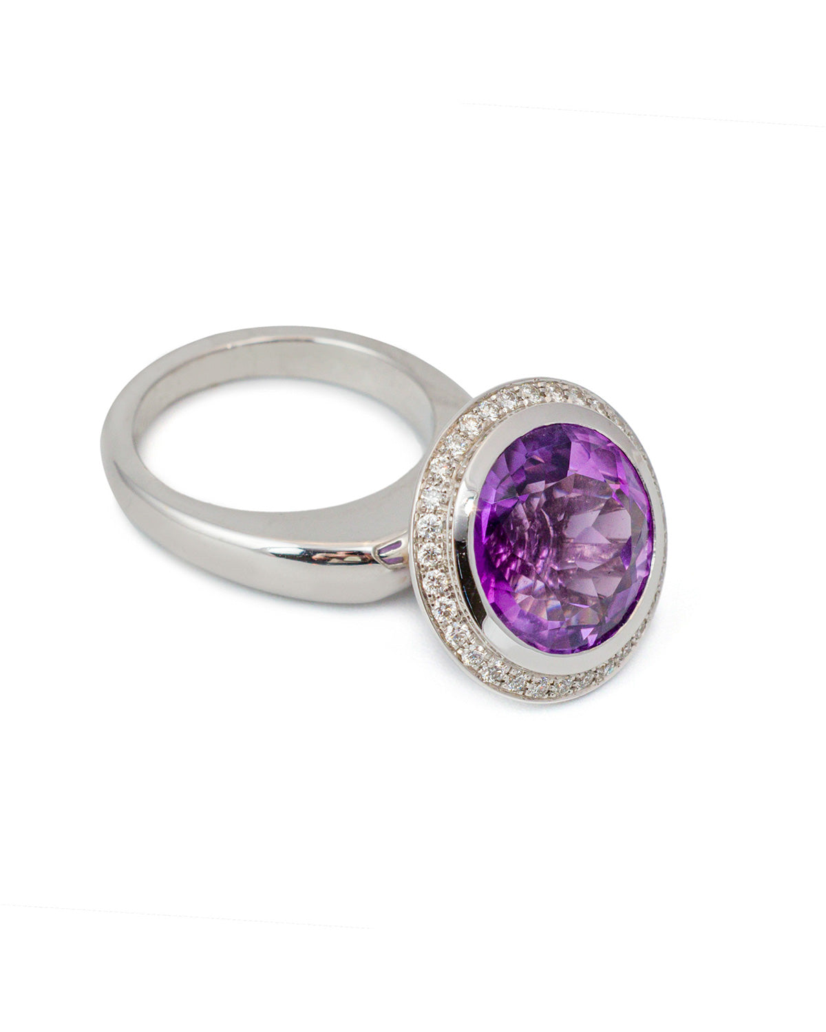 Circle In Motion Ring, with 10.24 carats Purple Amethyst and Diamonds