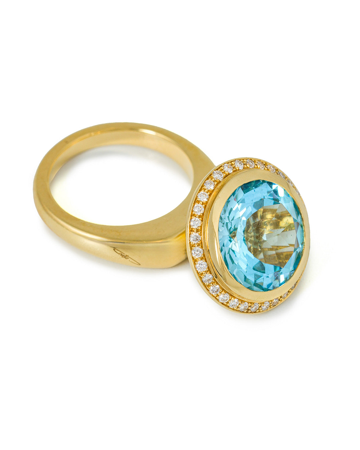 Circle In Motion Ring, with 19.68 carats Blue Topaz and Diamonds