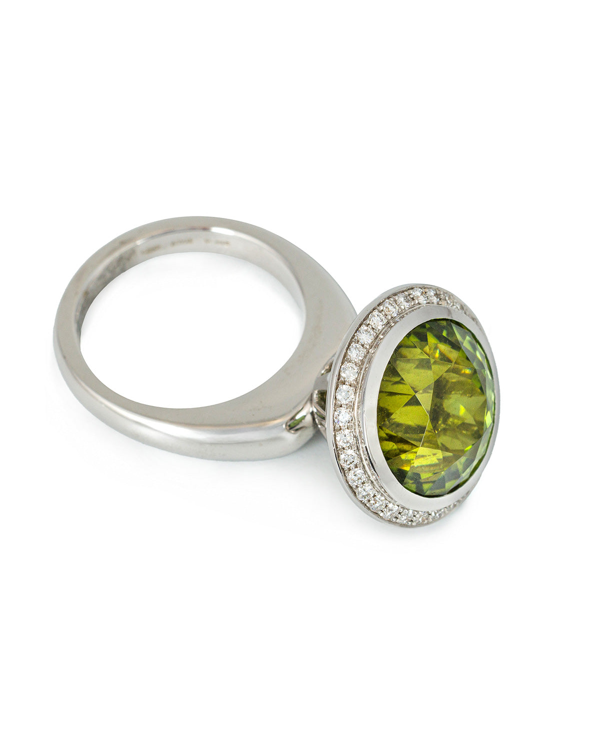 Circle In Motion Ring, with 14.82 carats Green Tourmaline and Diamonds