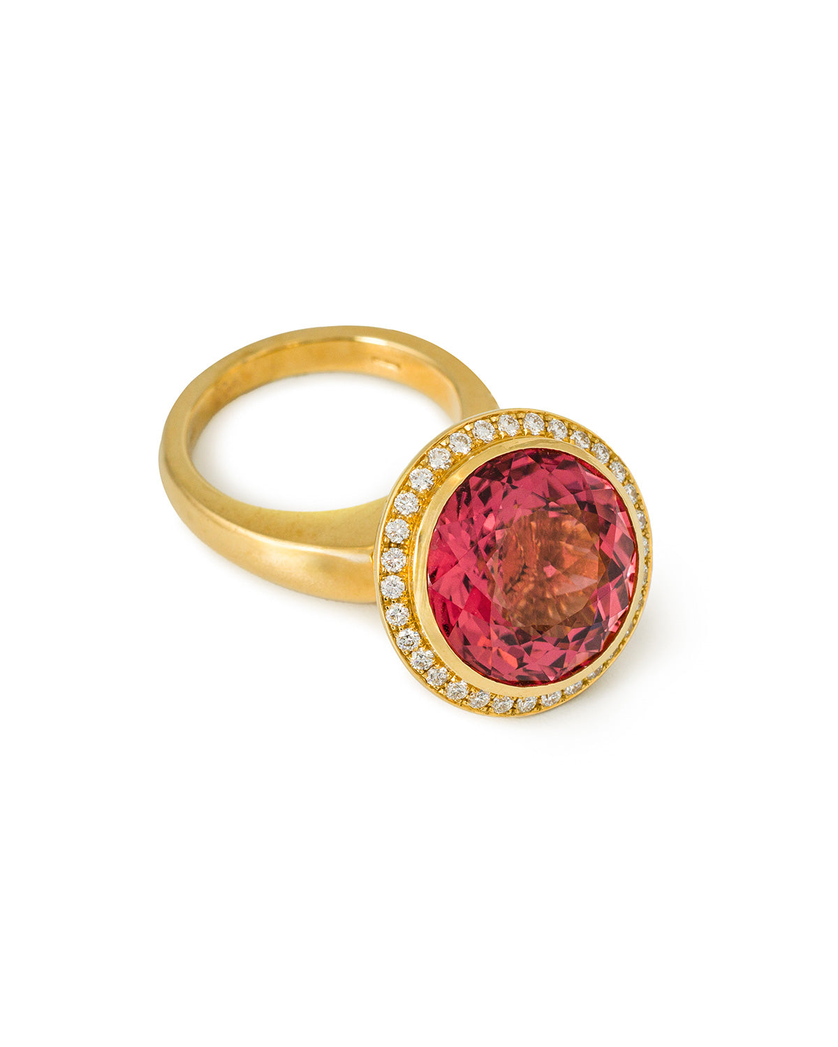 Circle In Motion Ring, with a special 12.86 carats Pink Tourmaline and Diamonds