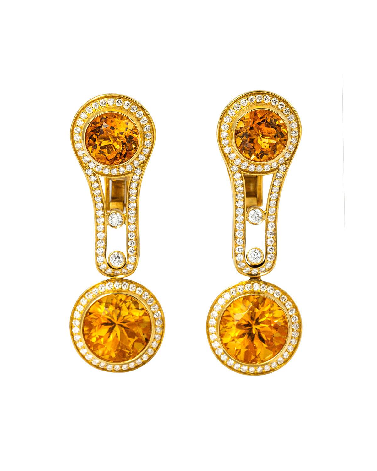 Circle In Motion Earrings, with 18.07 carats Citrines and Diamonds