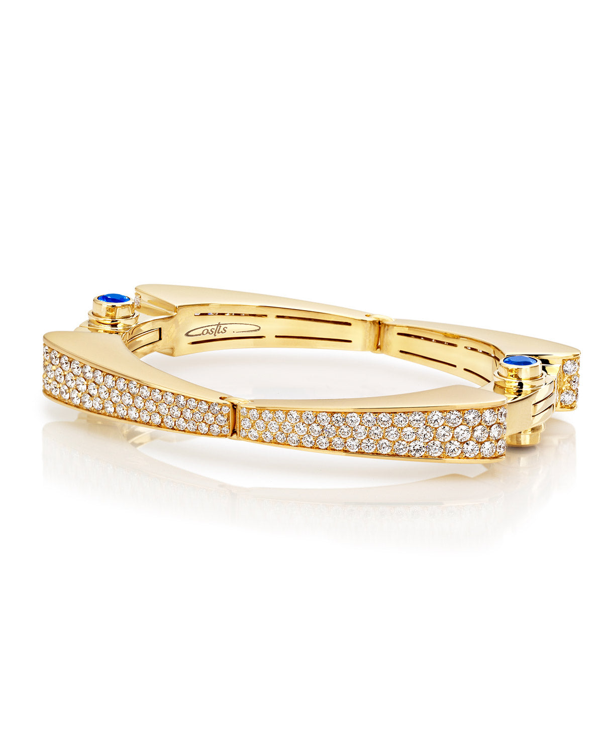 Symmetry Cuff Pavé with Diamonds and Ceylon Royal Blue Sapphires
