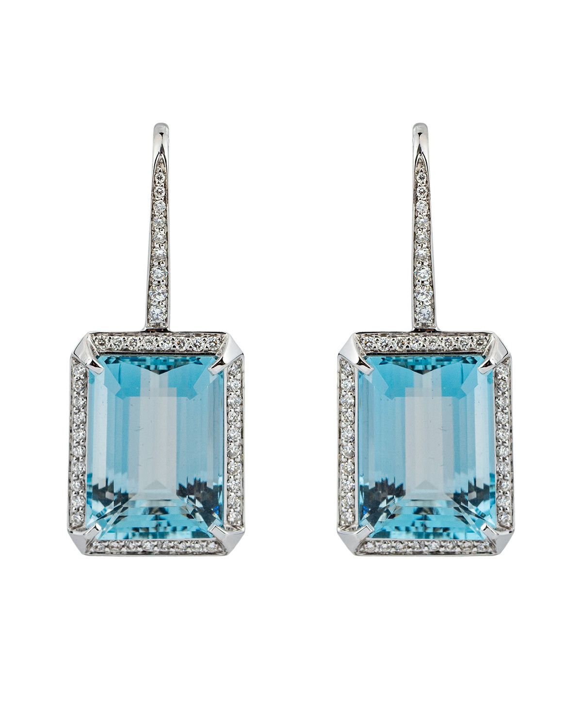 Aquamarine Earrings with 25.50 carats Aquamarines and Diamonds