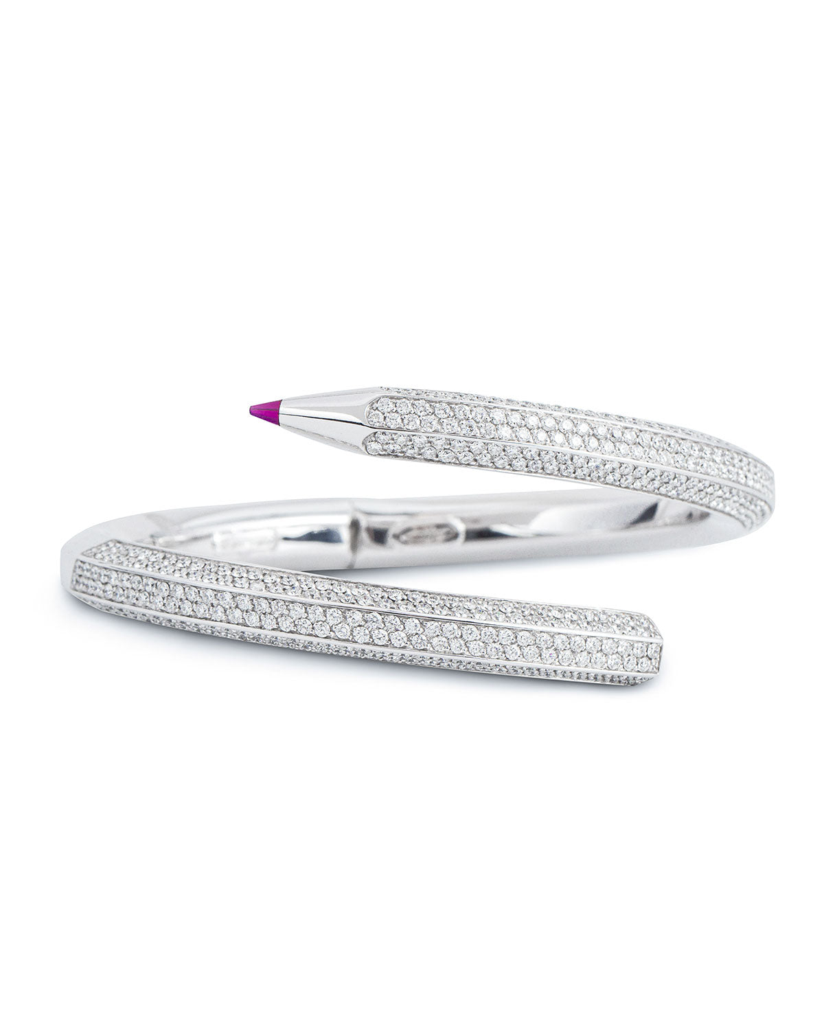 Pencil Bracelet - Pavè with 6.64 cts Diamonds and a Ruby Point