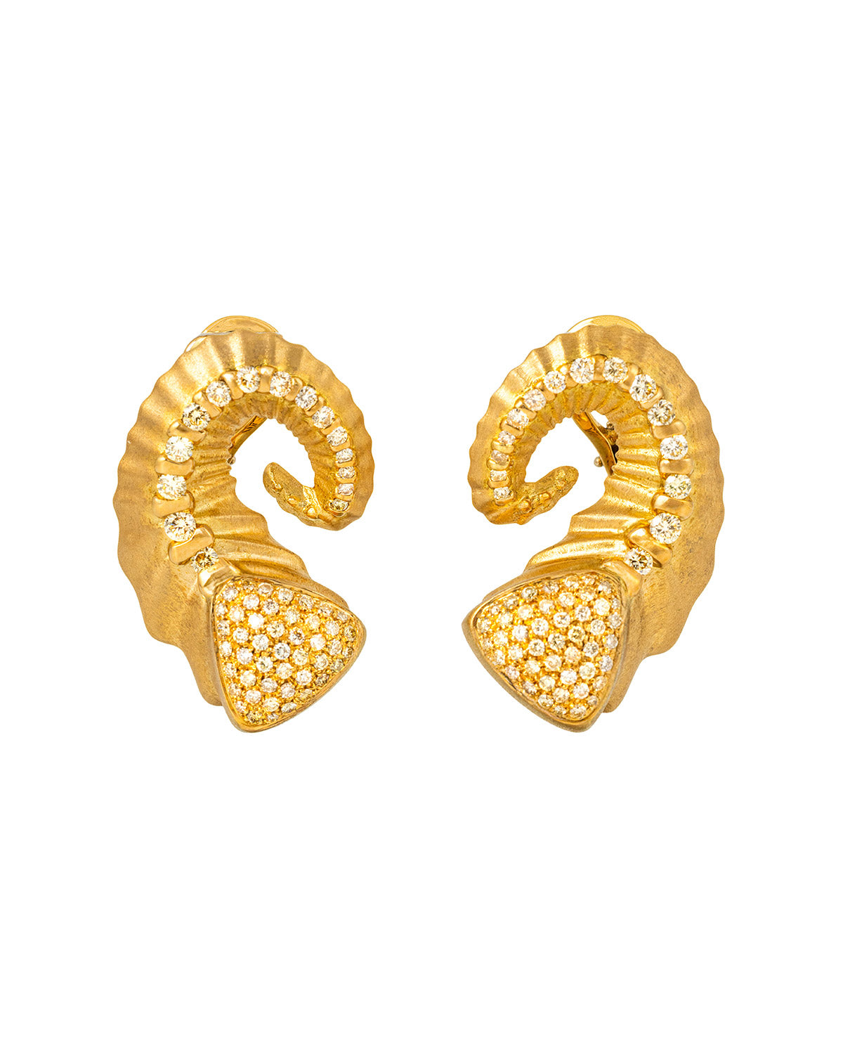Ram's Horn Collection - Earrings Pave' with Diamonds