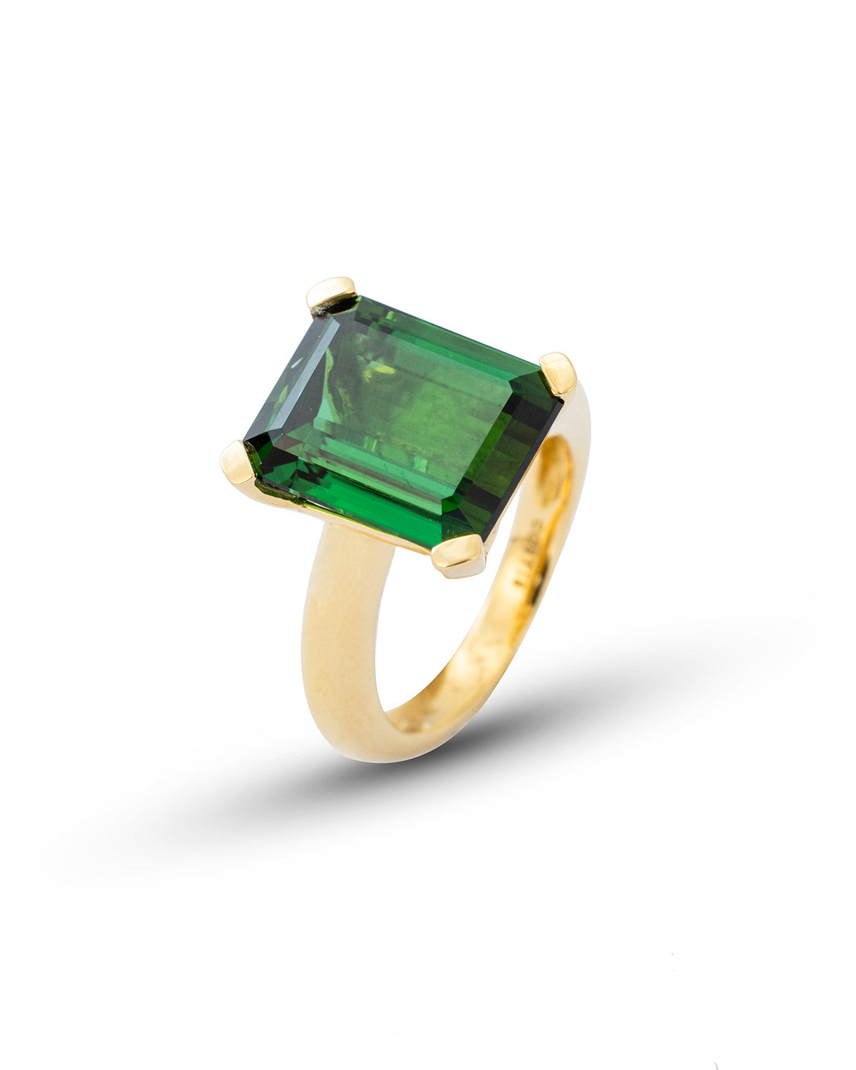 Ring with 12.00 carats Emerald-cut Special Green Tourmaline