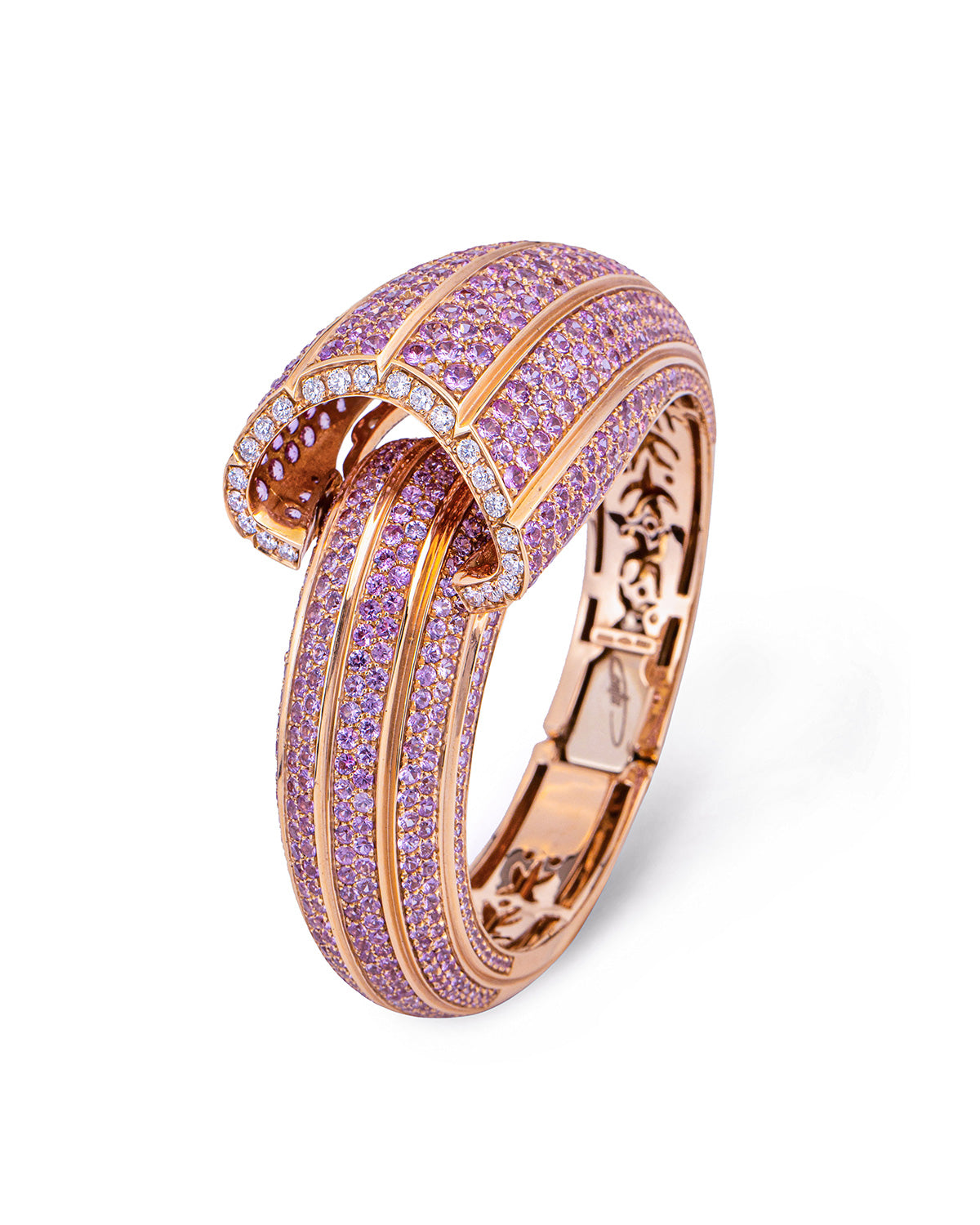 Snail Shell Bracelet, Pavé with Pink Sapphires