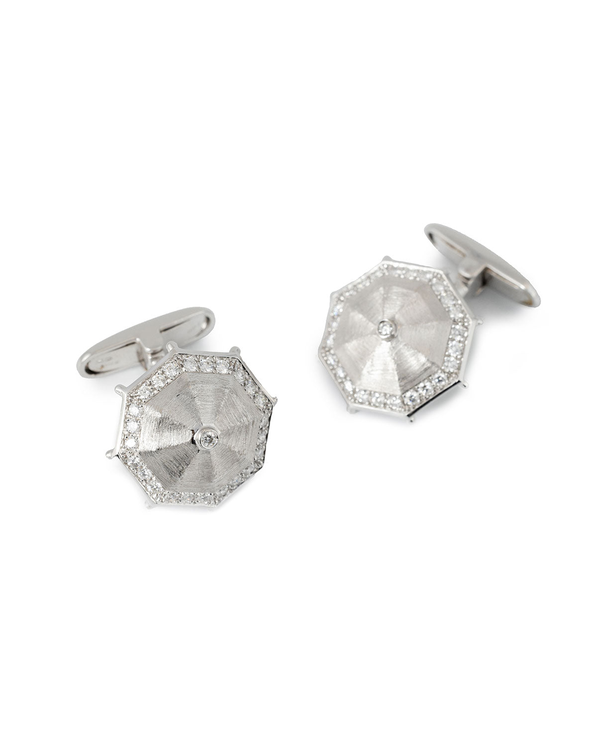 Umbrella Cufflinks White Gold with 0.73 carats Diamonds on the Rim