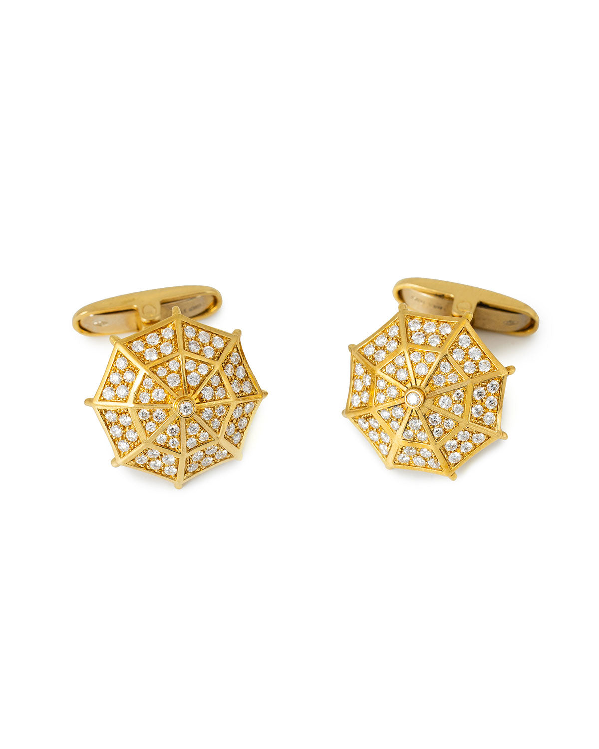 Umbrella Cufflinks Yellow Gold - Pavè with 1.19 carats Diamonds